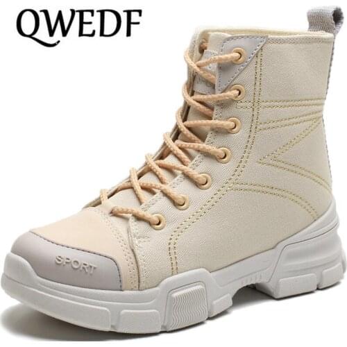 2019 New Women leather winter boots warm fur women fashion platform shoes retro high-top casual martin boots botas mujer X11-55