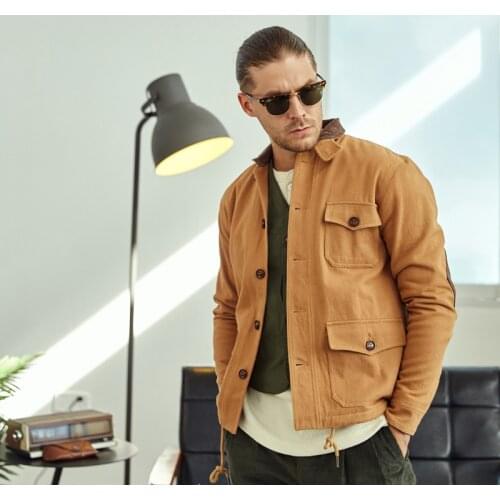 Firmranch New 2020 Men/Women American Vintage Ceket Army Jacket Thick Sherpa Linning Jacket Multi Pocket Work Jacket Veste Moto