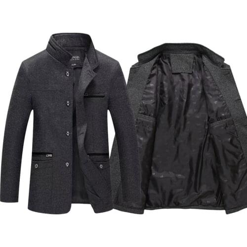 New Fashion Business Thicken Slim Jacket Men Cotton Coat Winter Wool Male Peacoat Brand Clothes Dropshipping Overcoat