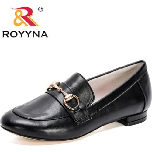 ROYYNA 2020 New Style Slip-on Single Shoes Round Head Student Shoes Metal Wedding Shoes Feminimo Туфли Женские Zapatos De Mujer
