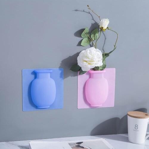 Silicone Sticky Wall Magic Plant Vases Container Decorations Leaves Body Accessories Outdoor Handmade Pots Soft Bottle Flowers