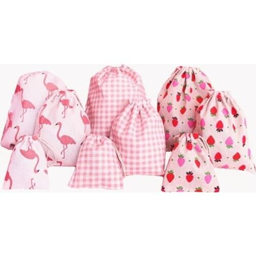 Handmade Cotton Linen Storage Package Bag Drawstring Bag Small Coin Purse Travel Women Small Cloth Bag Christmas Gift pouch