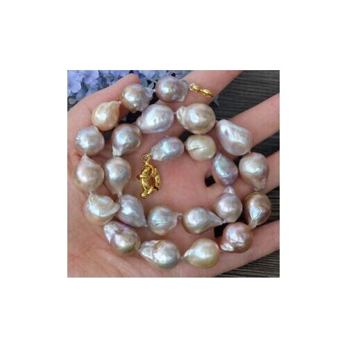15x20MM natural Purple Nucleated Flameball Baroque Pearl Necklace