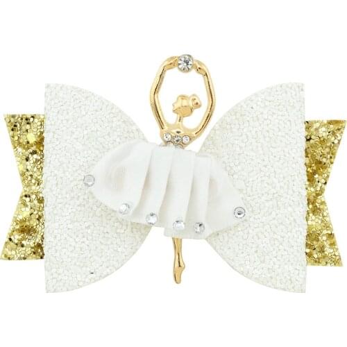 Ballerina Glitter Hair Bow Sparkly Hair Clip for Women Solid Girls Hairpin Children Kids Barrettes Hair Accessories