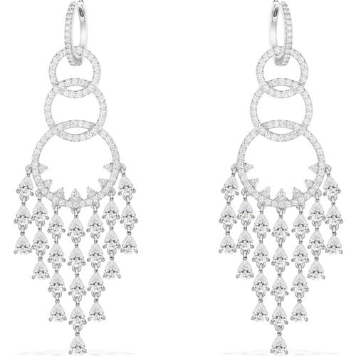Luxury 925 Sterling Silver Long tassels Crystal Dangle Earrings AAA Cubic Zirconia Fine Jewelry for Women Dinner Party Banquet