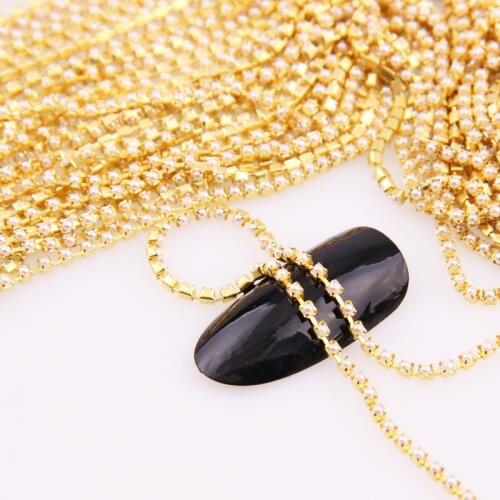 1 Yard/roll Gold Base Pearl Cup Chian SS12 .SS6 Intensive Gold Base New Style DIY Beauty Accessories Pearl Chain