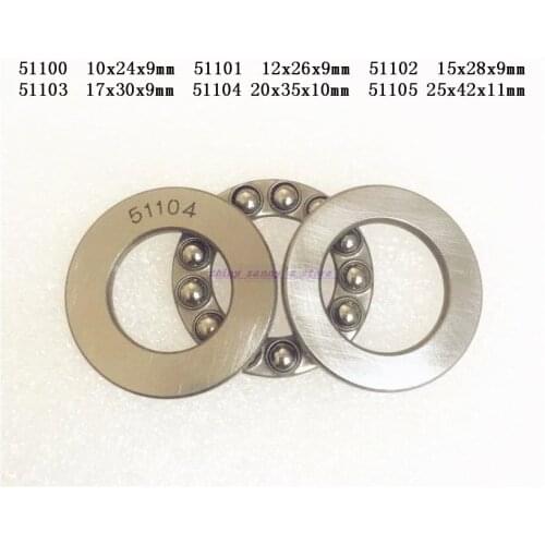 10-25pcs/Set 51100 , 51101 , 51102 , 51103 , 51104 , 51105 Axial Ball Plain Thrust Bearing Brand New