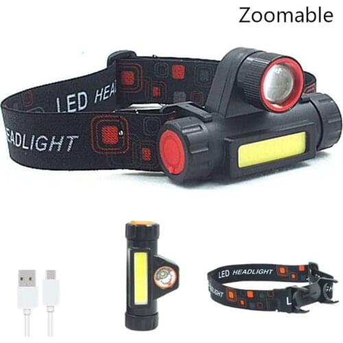200LM Dual Bulb Head Lamp Mini Flashlight ,COB LED Work Light Inspection Lamp,1200mAh USB Rechargeable Spotlight Floodlight