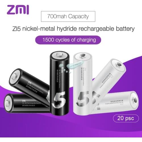 20pcs/lot Xiaomi Rechargeable Battery AA 1800mAh 1.2V Ni-MH ZMI ZI5 Power Bank Battery Pack For Remote Control Car Toys