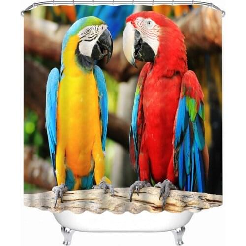 3D shower curtain beautiful parrot pattern Polyester Fabric Waterproof Shower Curtain Eco-Friendly Bathroom Curtain Home