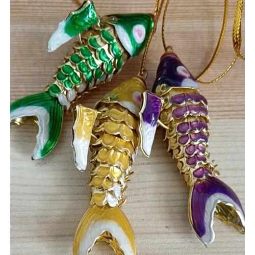 5.5cm Cute Enamel Handcraft Luck Koi Fish Keychains Keyrings Cloisonne Lifelike Swing Goldfish Key Chain for Women Kids Gifts