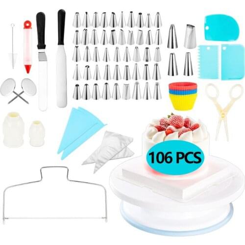 61/106PCS DIY Cake Decorating Tool Reusable Baking Supplies Set Stainless Steel Pastry Nozzles Kit Flower Icing Tips Baking Tool