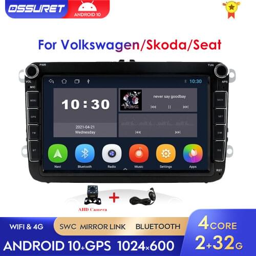 16G/32G Android 10 2 Din Car radio Multimedia Player GPS Stereo For Volkswagen Skoda Seat Octavia golf 5 6 touran passat B6 polo