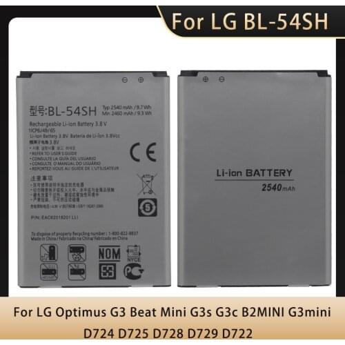 BL-54SH Phone Battery For LG G3 mini G3s G3c G2 F320 F340L H522Y F260 D724 D725 D728 D729 H778 H779 Batteries