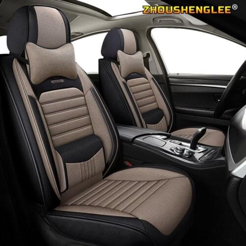 ZHOUSHENGLEE flax car seat covers For hyundai tucson 2019 2008 i30 solaris santa fe veloster accent sonata nf ix35 creta ix25 ko