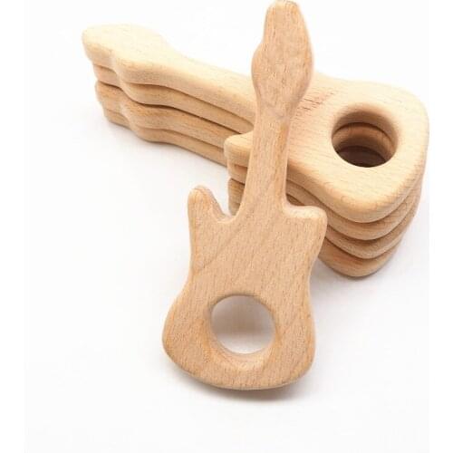 Chenkai 10pcs Piano Wooden Teether Ring Nature Baby Rattle Grasping Toy DIY Organic Eco-friendly Wood Teething Accessories