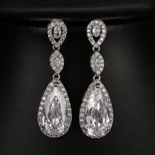 Emmaya Luxury Bride Wedding Long Earrings for Women Amazing Cubic Zirconia Crystal Wedding Jewelry Party Gift