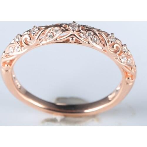 BAIHE Solid 14k Rose Gold Natural Diamonds Engagement Ring Wedding Band Fine Jewelry Simple beautiful match ring