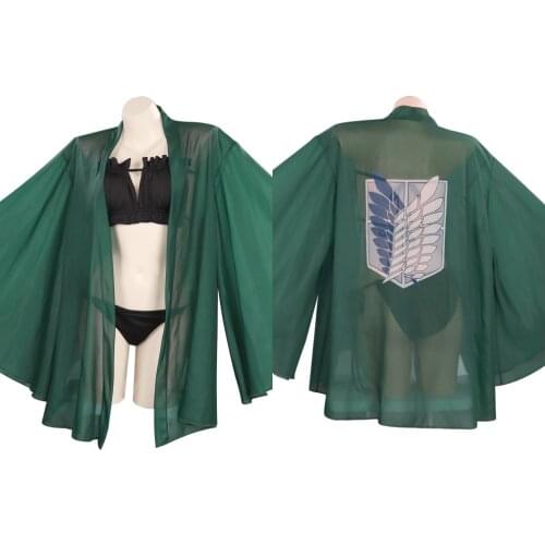 Anime Attack on Titan Cosplay Costume Swimwear Cloak Outfits Halloween Carnival Suit