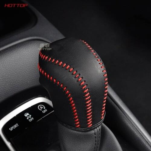 Leather Black & Carbon Black shift knob handle Cover for Toyota Corolla 2019 2020 with White Line