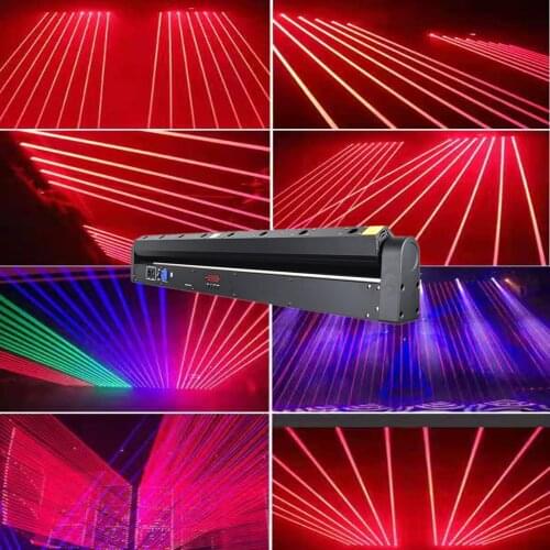 RGB eight-lens laser beam projector, 8-hole moving head laser stage light, suitable for disco Christmas party and other places