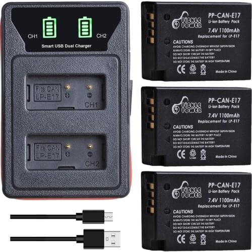LPE17 LP E17 LP-E17 Battery + LED Built-in USB Dual Charger for Canon EOS M3 M5 M6 Rebel T6i T7i EOS 77D 750D 760D Kiss X8i