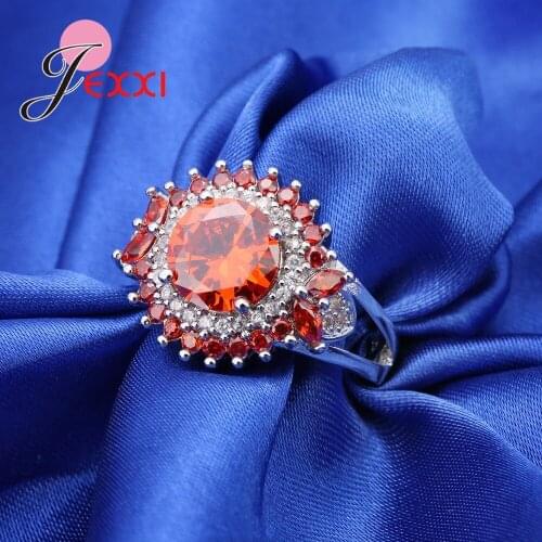 Best Quality 925 Sterling Silver Red Cubic Zircon Rings Jewelry Woman Band Ring Engagement Wedding Anillos For Mujer Gift