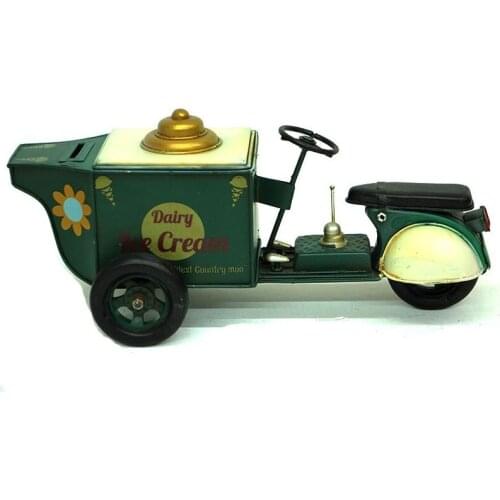 Decorative Metal Ice Cream Green Cart - Trinket, Miniature, Gift, Nostalgic, Vintage, Handmade, hand Painted, Quality Durable