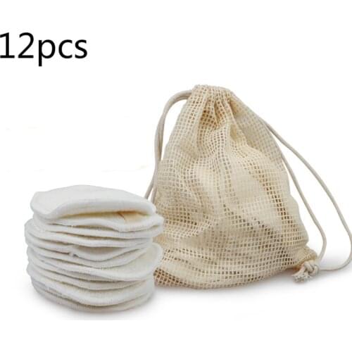12PC Reusable Cotton Pads Makeup Remover Pads Washable Round Bamboo Make Up Pads Cloth Nursing Pads Skin Care Tool Skin Cleaning
