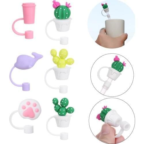 Cartoon Silicone Straw Plug Reusable Airtight Splash Proof Dustproof Drinking Cap Glass Cup Accessories Creative Tips Cover