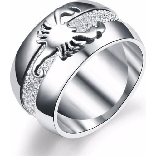 MANGOSKY 10mm Punk Scorpion Ring Vintage For Men and Women Personalized Ring Customize Ring Engraved Ring