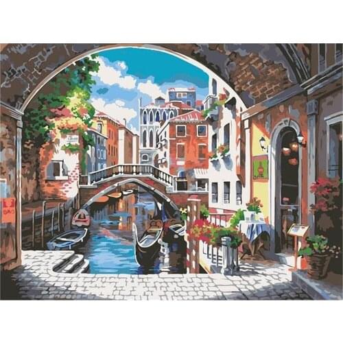 Landscape Night DIY Cross Stitch Embroidery 11CT Kits Needlework Craft Set Printed Canvas Cotton Thread Home Wholesale