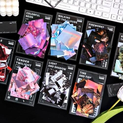 Yoofun 45pcs Photographic Film Stickers Pack Vintage Fireworks Pink Green Sunset Beautiful Sky Clouds Stickers for Scrapbookinng