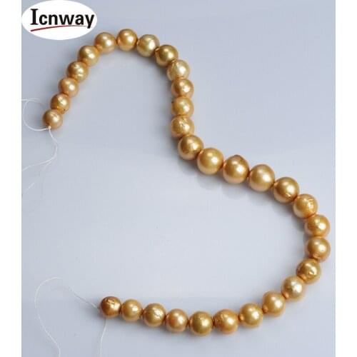 FreeShipping Natural AA round champagne Edison Freshwater Pearl 12-16mm 15inches DIY necklace bracelet earring Wholesale