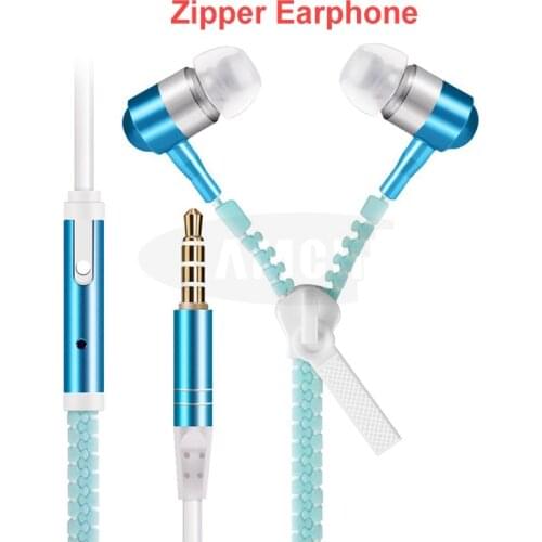 Night Luminous Earphone 5 Colors Super Bass Full Glowing Metal Zipper Ear Phones with Microphone for iPhone Xiaomi Huawei
