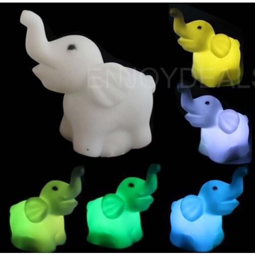New Cute 7 Color Changing LED Pig Elephant Lamp Party Lights Mini Soft Baby Child Sleeping Nightlight Novelty Luminous Toy Gift