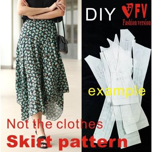 New style long skirt pattern womens chiffon half skirt garment cutting drawings 1:1 making pattern BBQ-36