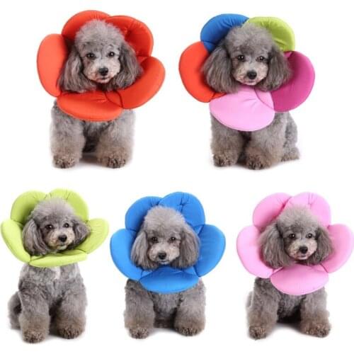 Pet Puppy Cat Elizabeth Circle Flower E-Collar Recovery Cone Adjustable Neck Recover Collar Pet Protection Collar for Pet S/M/L