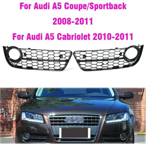 Car Front Bumper Fog Light Lamp Grille Grill Cover Mesh Honeycomb Hex For Audi A5 Coupe/Sportback 2008-2011 Cabriolet 2010-2011