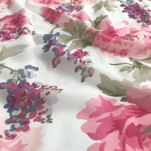 Peony Rose Digital Printing 100% Polyester Clothing Shirt Womens Brand Fashion Chiffon Fabric Cloth for Dress by the Meter