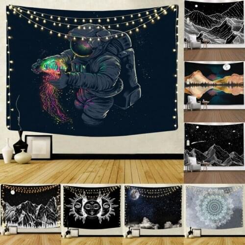 Psychedelic Starry Sky Sun Moon Mandala Tapestry Wall Hanging Celestial Wall Tapestry Hippie Wall Carpets Dorm Decor Tapestry