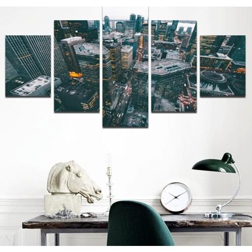 Modern Prosperous City Night View High-Rise Building Landscape Frameless Wall Painting Canvas Printing Home Decoration Poster