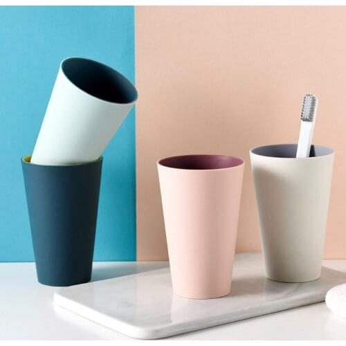 Fresh Simple Home Two-tone Mouth Cup Couple Brushing Washing Cup Plastic Toothbrush Water Cup Bathroom Tumblers