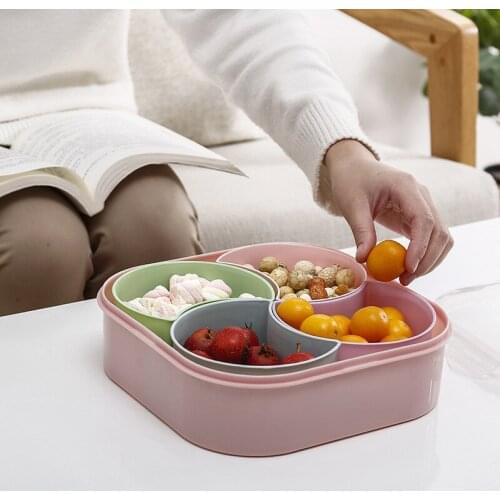 Fruit Plate Multifunctional Compartment Snack Plastic Tray Living Room Outdoor Storage Candy Box Fruit Plate Snake Storage Plate