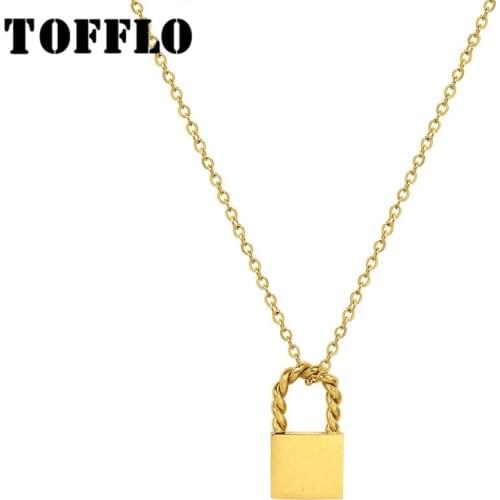 TOFFLO Stainless Steel Jewelry Twist Lock Pendant Necklace Womens Fashion Clavicle Chain BSP1100
