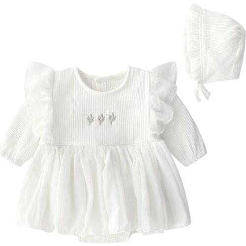 Infant Girl Spring Clothes Tuty Dress+Cap Baby Girls Clothing Set Fashion Princess 100% Birthday Baptism Toddler Girl Outfits