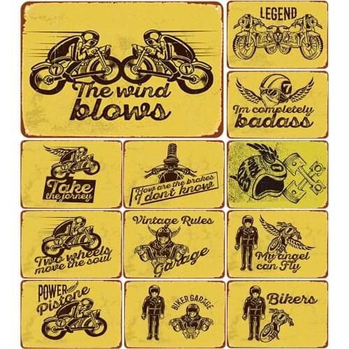 The Wind Blows Motorcycle Vintage Tin Signs Power Pistane My Angel Can Fly Shabby Chic Style Metal Decoration for Garage Bar