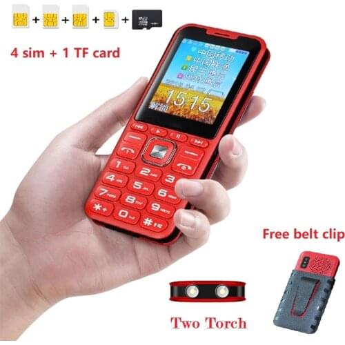 Quad Sim Mobile Phone Magic Voice Changer Power Bank Large Sound SOS Quick Dial Bluetooth Two Torch Camera Free Case