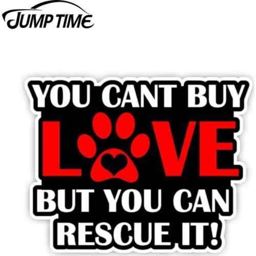 Jump Time 13cm x 9.9cm You can't buy love but you can rescue it! I Love My Rescue Dog Decal Sticker Funny Car Accessories
