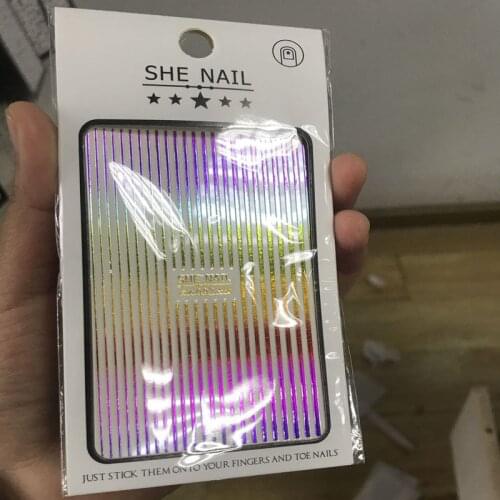 Japanese Nail Art Sticker / Lines Holographic sticker 3D Nail Sticker Lines Nails Stickers Gradient Adhesive Nail Sticker，6565